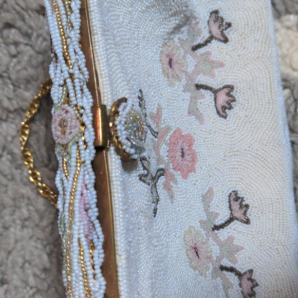 VTG Vintage French beaded bag, floral print - Picture 15 of 17